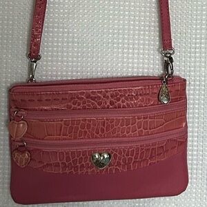 Brighton Pink Croc-Embossed Small Crossbody Bag